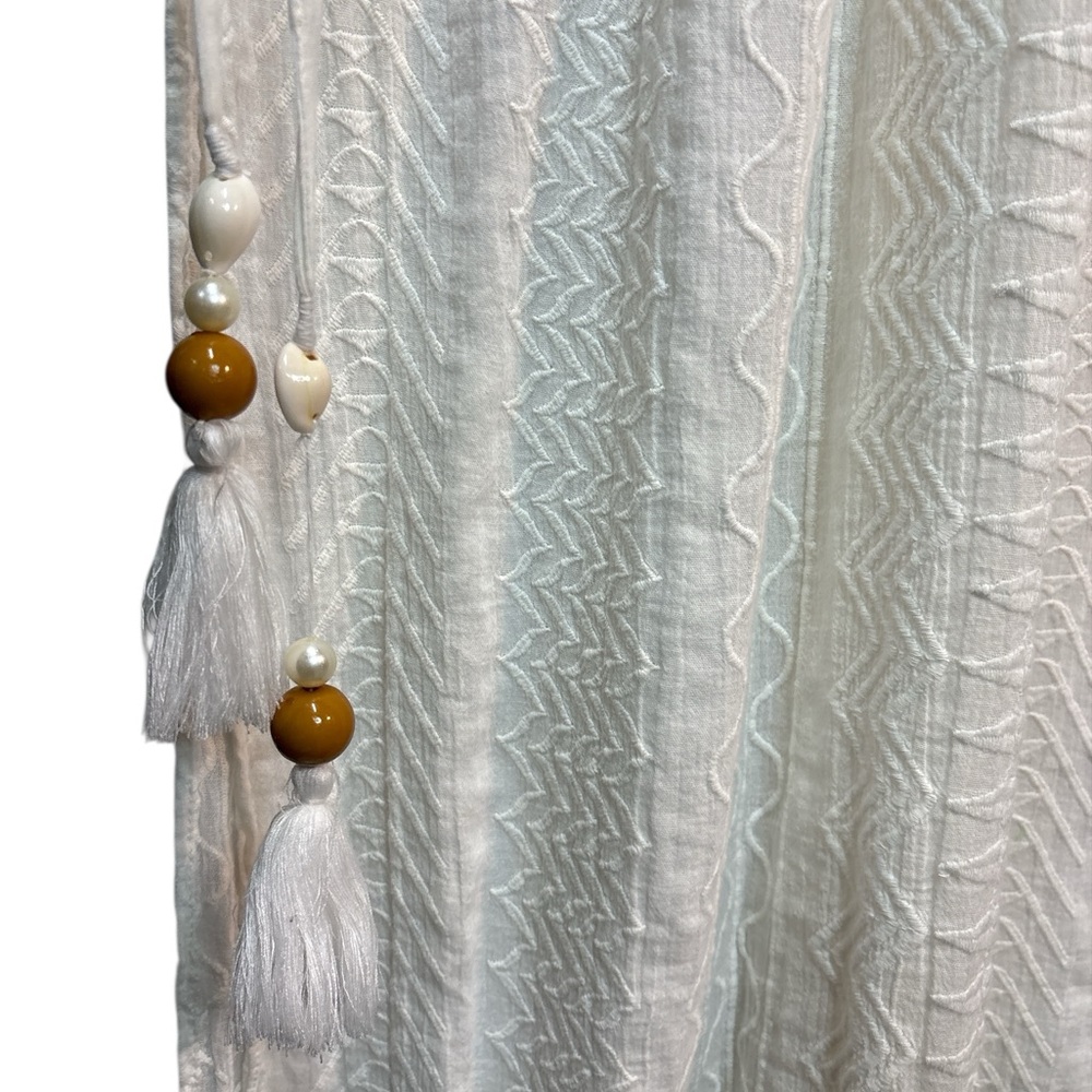 Ramy Brook White Maxi Swim Cover-Up Deep V Slits Tassels MSRP $295 XS - Picture 4 of 6